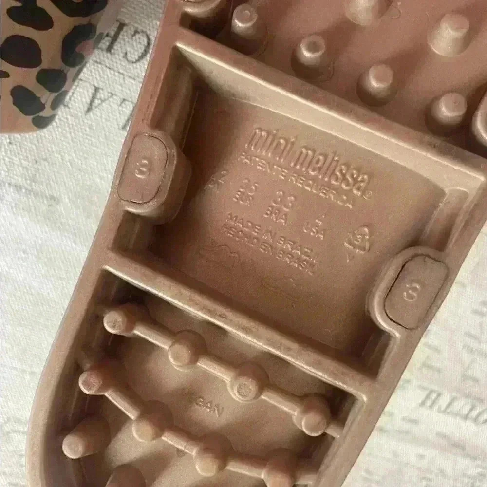 Mini Melissa Wide Kid Gold Black Leopard Slide 4 - Picture 7 of 7